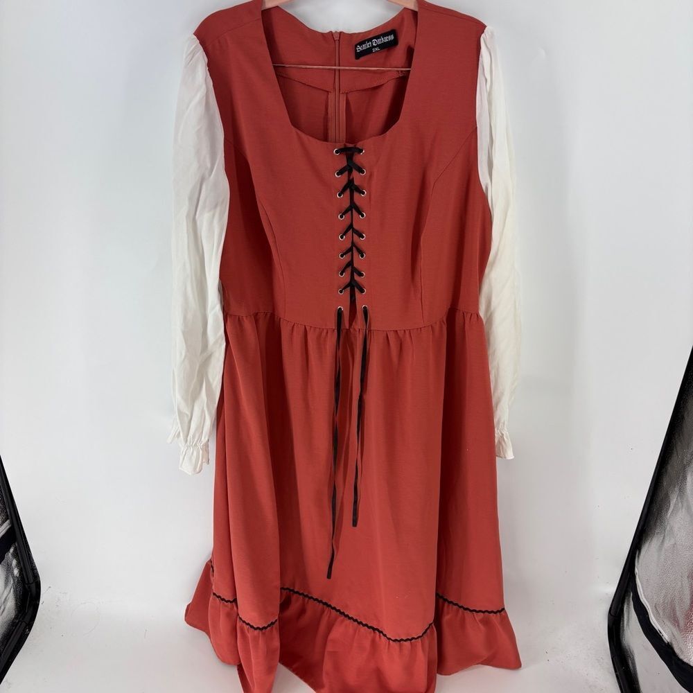 Scarlet Darkness Orange and White Lace-Up Dress women’s 2x renaissance faire
